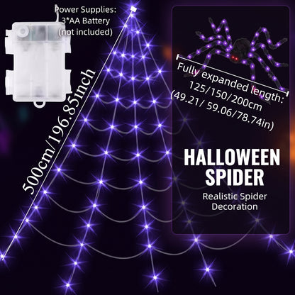 8 Modes Halloween Spider Web Lights