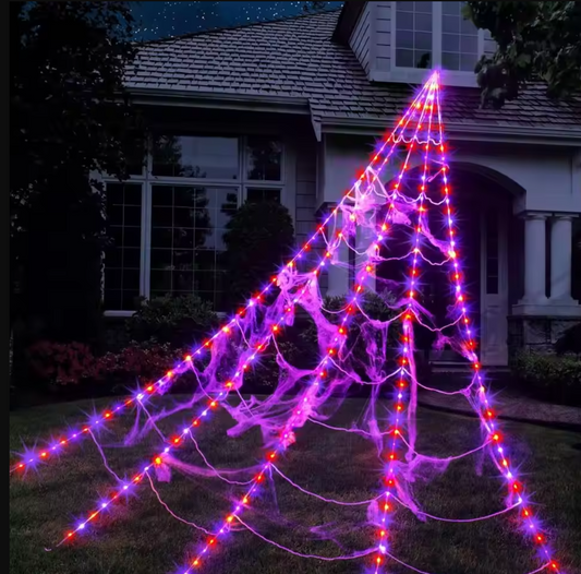 8 Modes Halloween Spider Web Lights
