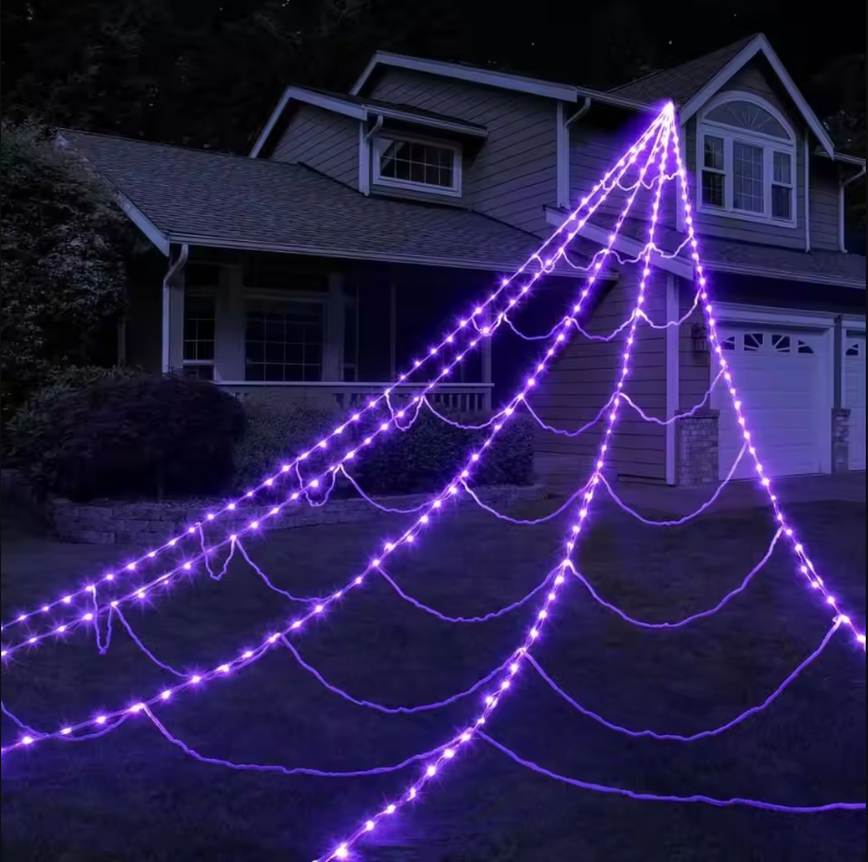 8 Modes Halloween Spider Web Lights
